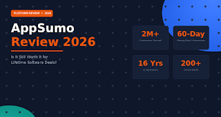 Featured image for GrabbedDeals titled AppSumo Review 2026, asking if it is still worth it for lifetime software deals and highlighting key stats including over 2 million customers served, a 16 year history, over 200 active deals and a 60 day money back guarantee.