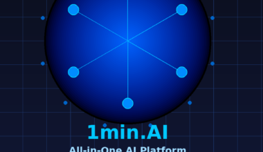 Featured hero graphic for GrabbedDeals titled 1min.AI All-in-One AI Platform, showcasing a central glowing dark blue circular button containing an interconnected six-pointed blue node graphic, highlighted by subtext reading ChatGPT | Claude | Gemini | One Subscription, with a prominent light blue bottom button displaying LIFETIME DEAL | DealFuel, placed on a dark blue tech grid background.