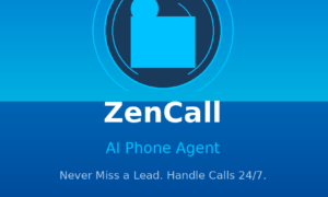 A featured promotional banner titled ZenCall AI Phone Agent displaying an abstract blue folder and phone call icon inside radar rings, with the subtitle Never Miss a Lead. Handle Calls 24/7. and a call-to-action button reading Lifetime Deal on DealFuel.