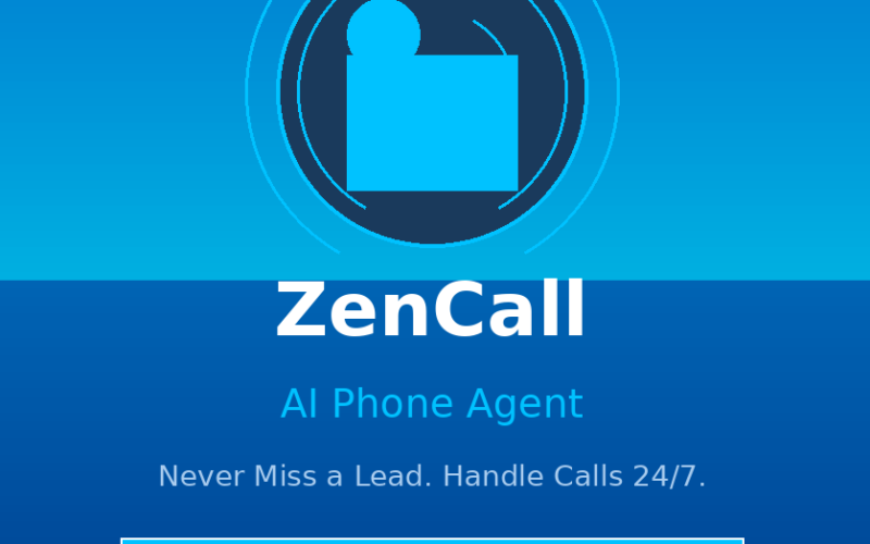 A featured promotional banner titled ZenCall AI Phone Agent displaying an abstract blue folder and phone call icon inside radar rings, with the subtitle Never Miss a Lead. Handle Calls 24/7. and a call-to-action button reading Lifetime Deal on DealFuel.