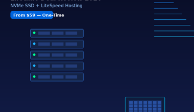 A featured promotional banner titled RARHost Lifetime Deal Review 2026 for NVMe SSD + LiteSpeed Hosting, displaying minimalist vector icons for a cPanel dashboard layout and server storage blocks, highlighting pricing from $59 one-time on grabbeddeals.online.