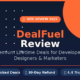 Featured image for GrabbedDeals titled DealFuel Review, describing premium lifetime deals for developers, designers and marketers alongside a 30 day refund promise and a 4.4 Trustpilot rating.