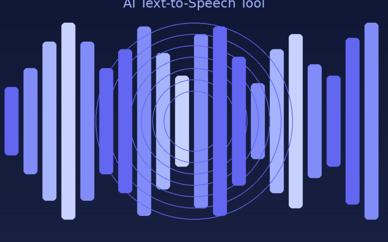 A featured promotional banner titled GSpeech: AI Text-to-Speech Tool under a subtle horizontal striped background pattern. The dark navy layout displays a large, stylized audio frequency waveform made of vertical bars in varying shades of purple and light blue, centered over a pattern of concentric blue soundwave circles. The bottom subtitle details key features: 230+ Lifelike Voices | 70+ Languages over the line Real-Time Audio for Your Website. A bright blue rounded button at the very bottom highlights the phrase Lifetime Deal on AppSumo.