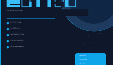 A featured promotional banner titled Katteb AI Writing That Sounds Like You on grabbeddeals.online, featuring a light blue pill badge in the upper left that reads AppSumo Lifetime Deal. Set against a dark navy layout styled with a large dark blue crescent-circle graphic and fine abstract dots on the right, light blue bullet points on the left highlight core product utilities: Brand Voice Cloning, Live AI SEO Scoring, Auto-Publish to WordPress, AI Overview Optimization, and 60+ Languages Supported. The bottom right features a rounded light blue pricing block displaying Lifetime Deal, $39 One-Time, and was $108/yr, while the bottom left corner displays the domain above the tagline Honest Reviews. Real Deals.